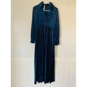 VTG Brenner Eleanor Couture Velvet Maxi Navy Dress